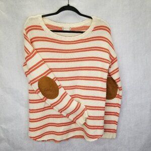 Altar'd State Sweater Women's Small Faux Suede Elbow Patch Stretch Knit Striped